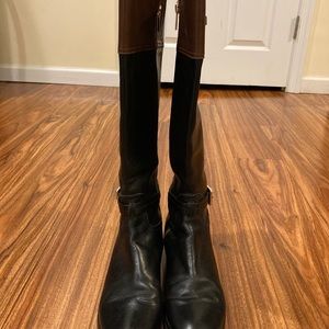 Michael Kors Women's Stockard Two-Toned Tall Leather Riding Boots Size 7.5